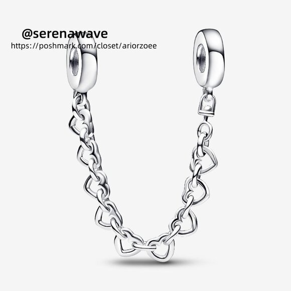 Pandora Linked Hearts Safety Chain - Picture 1 of 4